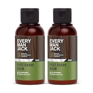 Every Man Jack Men’s Post Shave Balm – Calms Irritation, Cools Skin, Hydrates, Absorbs Fast – Made with Naturally Derived Ingredients like Coconut Oil, Aloe Vera, Natural Menthol – 3.2oz – 2 Pack