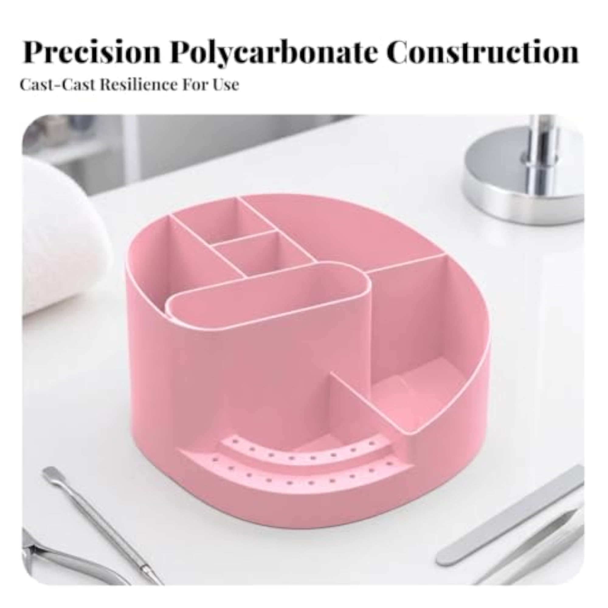 Multi-Compartment Manicure Organizer with 18 Holes