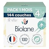 BIOLANE - Couches bébé taille 4 - (7-18 kg) - Peaux Sensibles - Ultra-Absorbant, Pas de ...