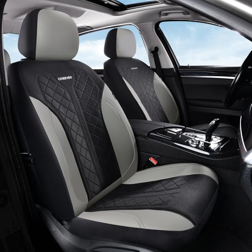 Image of Coverado Front Seat Covers, Automotive Seat Covers 2 Seats, Leather Car Protectors 2-Pack, Auto Seat Covers Spill-Proof Design Universal Fit for SUV, Vans, Sedan, Truck