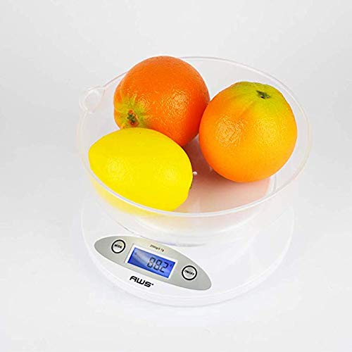 Báscula digital de precisión para alimentos de cocina con cuenco extraíble, 2K-Bowl-WT, 70.55 oz x 0.1 G, (blanco) 6