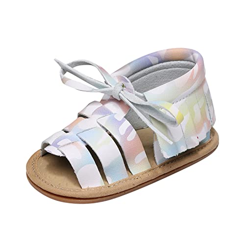 Infant Boys Girls Open Toe Camouflage Tie Dye Tassels Shoes First Walkers Shoes Summer Toddler Water Shoes Size 3
