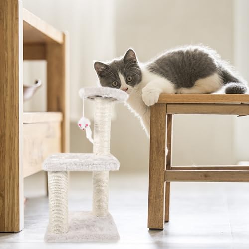 Rascador para gato vertical Yardwe de 3 niveles beige miniatura 6