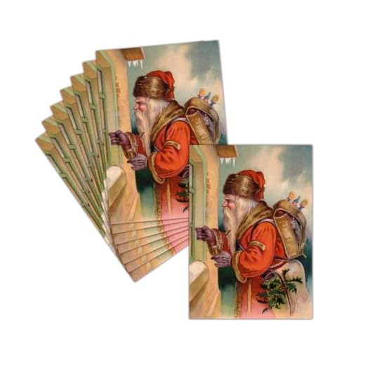 Carte Noel Ancienne - Carte Noël Vintage - 8 Cartes Postales ➽ 3 Formats Dispos - Carte Le Père Noël Qui Frappe à La Porte