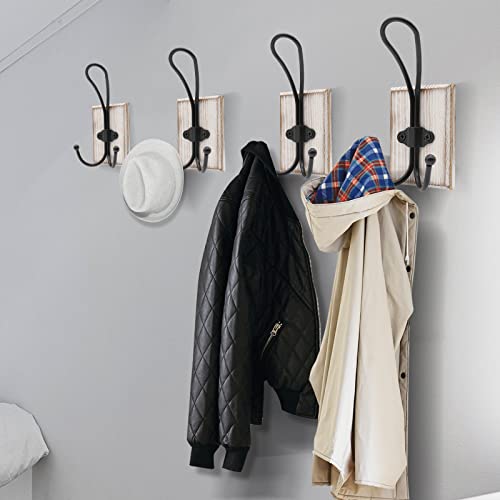 Wall-Hooks-for-Hanging-Heavy-Duty-2-Pack-Farmhouse-Double-Towel-Hooks-for-Bathrooms-Wall-Mounted-Rustic-Decorative-Wood-Coat-Hooks-Hanging-Keys-Robe-Hat-for-Kitchen-Entryway-Weathered-White Wall Hooks for Hanging Heavy Duty 2 Pack Farmhouse Double Towel Hooks for Bathrooms Wall Mounted Rustic Decorative Wood Coat Hooks Hanging Keys Robe Hat for Kitchen Entryway Weathered White