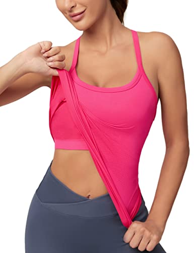 Image of MathCat Workout Tank Tops for Women with Built in Bra, Sleeveless Gym Tops Seamless Racerback Athletic Yoga Shirts