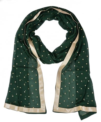 Image of YOUTHQUAKE Women's Golden Printed Chiffon Dupatta With Four Side Golden Lace
