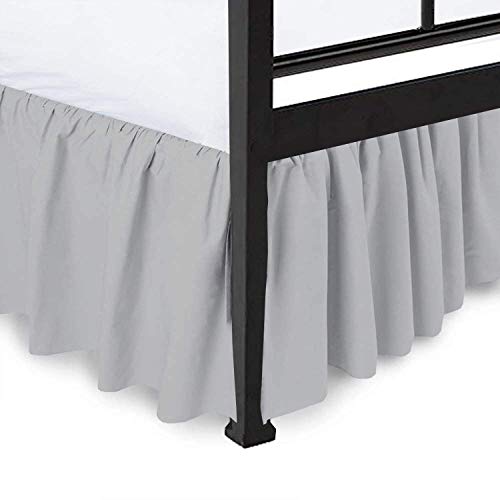 Bed Skirt - Ruffled Bed Skirt with Split Corners Silver Grey, Twin XL Size, 12