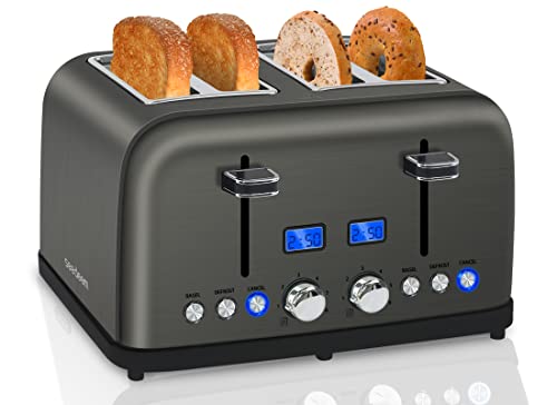 SEEDEEM Toaster 4 Slice, LCD Display, 6 Shade Settings, 1.5'' Wide Slots, Digital Stainless Toaster...