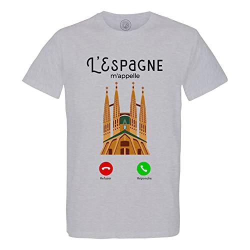 T-Shirt Espagne Sagrada Familia Homme en Coton Bio Respirant et Col Rond