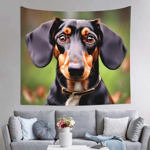 Tapiz decorativo de perros salchicha Weiner de 152 x 130 cm para un hogar alegre y acogedor