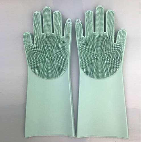 YQ&TL Silicone Dishwashing Gloves Dishwasher Multifunction Food Grade Silicone Gloves Cleaning Reusable Non-Slip Heat Resistant 1 Pair, Green