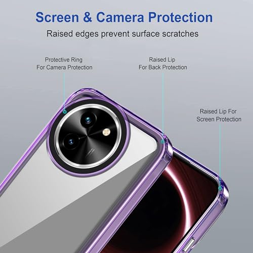 Image of Zapcase Back Case Cover for Vivo Y200i 5G | Compatible for Vivo Y200i 5G Back Cover | Case Cover with Camera Protection | (TPU + PC | Translucent Purple)