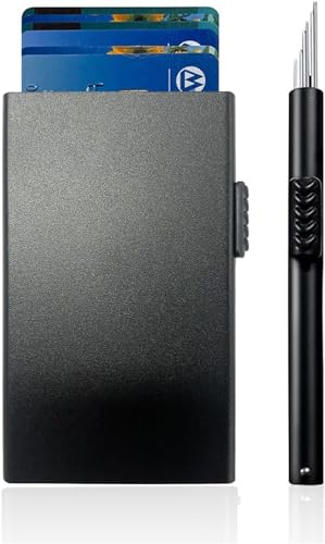 Pull Out Card Holder, Aluminum Alloy Business Card Wallet, Waterproof Slim Credit Card Holder, Porta
