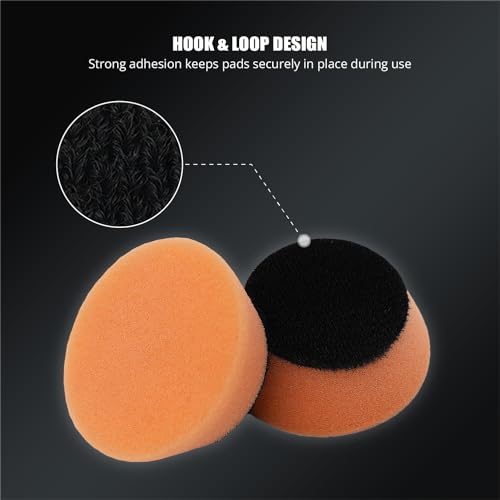 Image of SPTA Orange T40 Orange Medium-Cut Polishing Pads, 5Pcs 2inch /50mm Sponge Polishing Buffing Pads, Car Foam Detail Polishing Pad Kit for Car Detail Polishing, Small Area Polishing -FPTSS2O