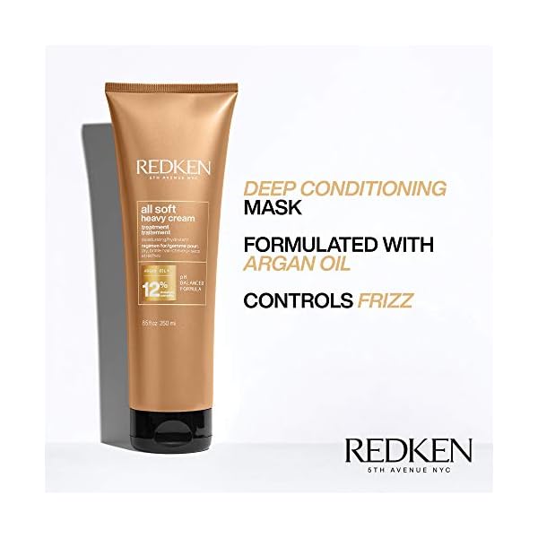 Redken All Soft Heavy Cream Treatment Mask | Deep Conditioner For Dry Hair | Deep Conditioning Hair Treatment For Soft, Smooth Hair | 8.5 Fl Oz