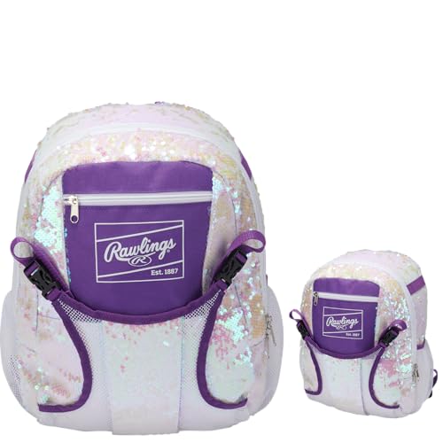 Image of Rawlings | REMIX Backpack Equipment Bag | T-Ball & Youth Softball | White /Purple