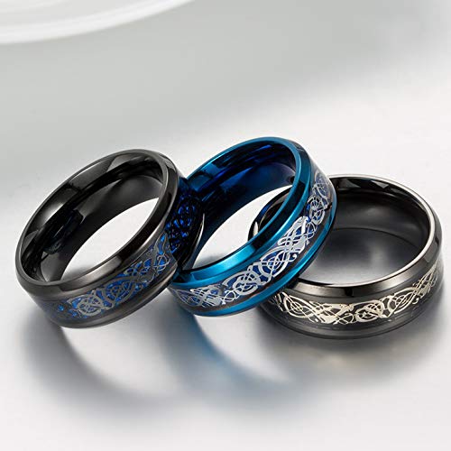 Image of HIJONES Unisex Carbide Fiber Celtic Dragon Spinner Ring Stainless Steel Wedding Spins Band