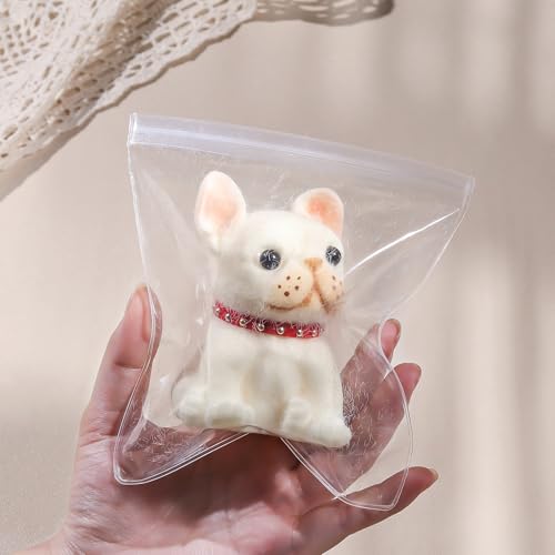 Anboor Squishies - Juguete suave para perros de color crema para niños y adultos, juguete sensorial realista con gargantilla (10,4 cm)