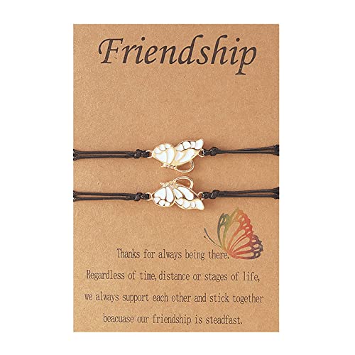 Image of ZMANYIJEW Friendship Bracelets BFF Long Distance Matching Butterfly Bracelets Friendship Gifts for Best Friends for Teen Girls (Gold, Alloy)