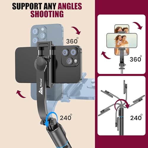 Image of WeCool Selfie Stick Tripod with 6sec Telescopic Pole -Extendable Upto 42 inch,360Rotational Detachable Mobile Holder with Wireless Remote for Photoshoot & Vlogging, Compatible with iPhone & Android