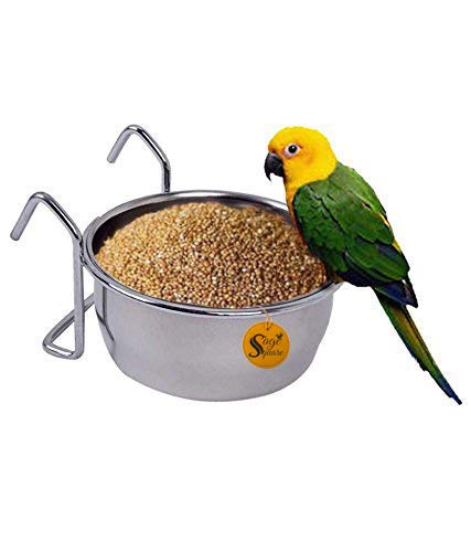Sage Square Stainless Steel Rustproof Cage Food, Seed, Water Feeder Cum Bowl with Hanger/Holder for Bird - No Spill No Mess (200ml) (1 Piece) (B07RDDTNL4) Amazon Price History, Amazon Price Tracker
