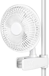 HealSmart Tent Poles Clip Fan, Monkey Fan, Manually Adjustable 90° Angles, 15W, 2-Speeds Control, 53 inch Cord Length, White (GLFANXCLIP6)