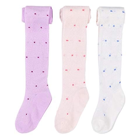 XPX Garment Breathable Mesh White Infant Baby Girls Tights Cotton Newborn Stockings For 0-12 Months (3Pack, 6-12 months) Cover