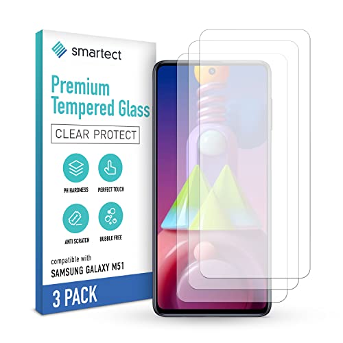 smartect Cristal Templado para Móvil Samsung Galaxy M51 [3 Unidades] - Protector de pantalla 9H - Diseño ultrafino - Instalación sin burbujas - Anti-huella Cover