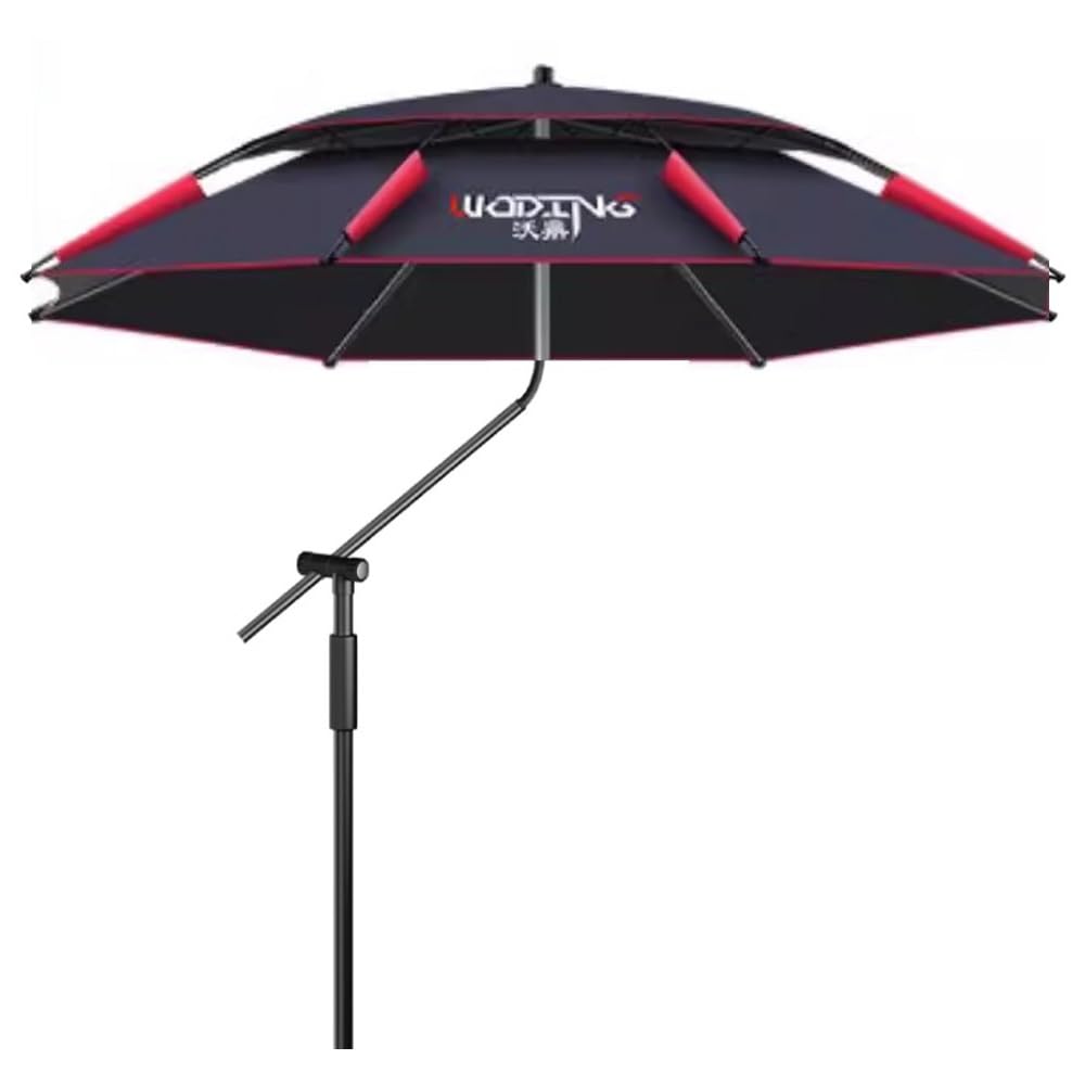 Sombrilla De Playa Grande, Sombrilla De Pesca Portátil para Exteriore, Sombrilla Inclinable para Viajar，vivaque，Pesca，Sombrilla Playa Antiviento Protección(Black,200cm/6.5ft)