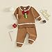 Toddler Baby Boy Girl Gingerbread Outfit Long Sleeve Sweatshirt and Pants Infant Newborn Christmas Outfits (A Khaki Gingerbread, 18-24 Months)