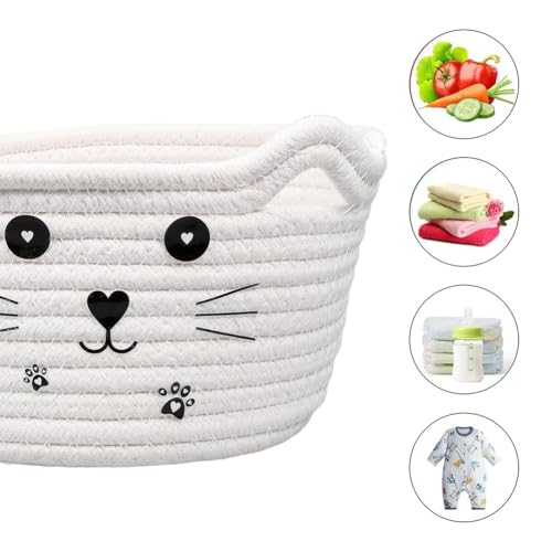 Aufbewahrungskorb Baby Spielzeug,Aufbewahrungskorb Aus Baumwollgewebe,Waschekorb Geflochten Kinder Katze,Katzen-Aufbewahrungsbox Aus Baumwolle,Zur Aufbewahrung Geeignet Spielzeugkorb,12*21*12CM,Kiuiom