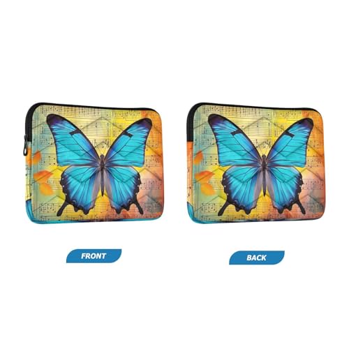Funda para portátil de 13-14 pulgadas azul mariposa vintage miniatura 2
