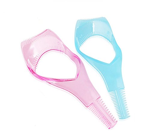 erioctry 2 Pcs Plastic Makeup Eyelash Tool Upper Lower Eye Lash Mascara Guard Applicator Guide with Eyelash Comb for Women (Color Ship at Random)