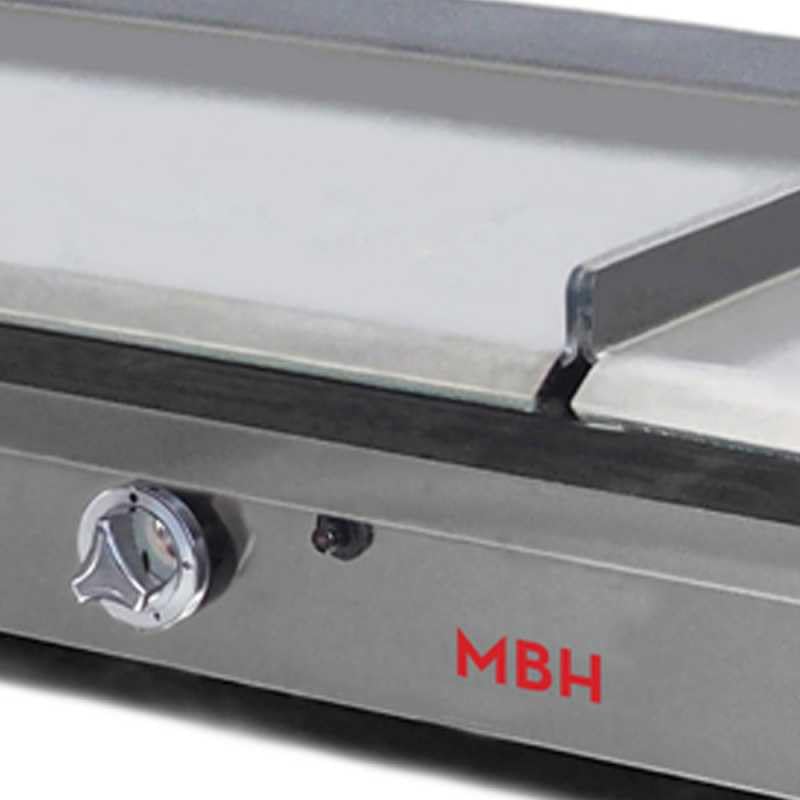 MBH - Plancha a gas industrial 600x400+600x400 mm económica para hostelería. Fry Top dos zonas profesional de acero laminado para bar y restaurante.