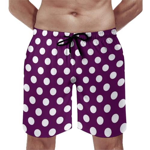 Short de bain homme imprimé à pois violets respirant pour la piscine