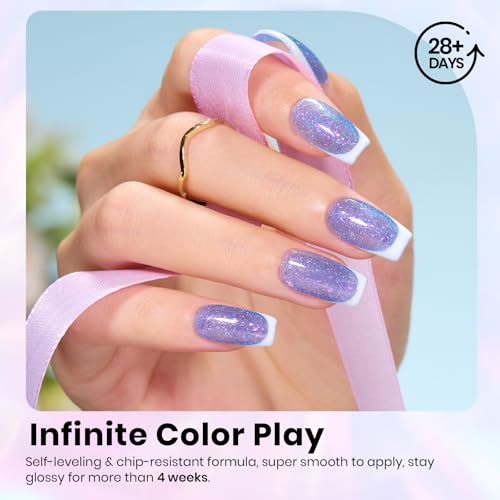Image of Beetles Chameleon Gel Polish Set - 6 Colors Crushed Diamond Glitter Gel Polish, Sparkle Pink Purple Blue Soak Off UV LED Gel Nail Kit DIY Manicure Spring Gift for Women