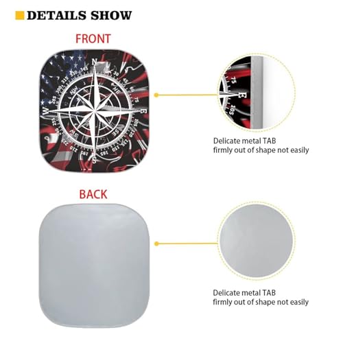 Image of Car Front Windshield Sun Shade Reflect UV Sun and Heat Compass Flag Foldable 2-Piece Car Windshield Sunshades Interior Accessories Protection Universal Vehicle Accessories