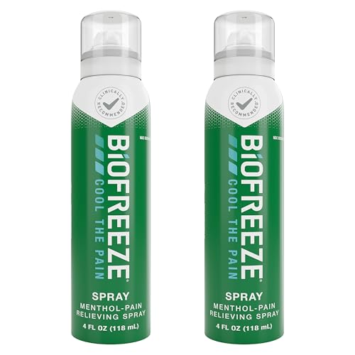 Biofreeze Pain Relief Spray, Arthritis Pain Reliever, Knee & Lower Back Pain Relief, Sore Muscle Relief, Neck Pain Relief, FSA Eligible, 2 Pack (4 FL OZ Biofreeze Menthol Spray)