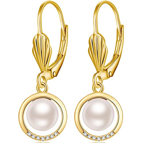 Pendientes de perla, pendientes de perlas colgantes de plata, perlas doradas, pendientes de perlas colgantes, pendientes de perlas de oro blanco, pendientes de perlas, Plata de ley, Pearl Cover
