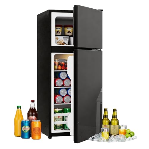 Minifrigorífico 92L con congelador de 28 L, independiente con puerta de cristal, iluminación LED, regulación de la temperatura, bajo ruido, estantes de cristal extraíbles para cocina, oficina, salón