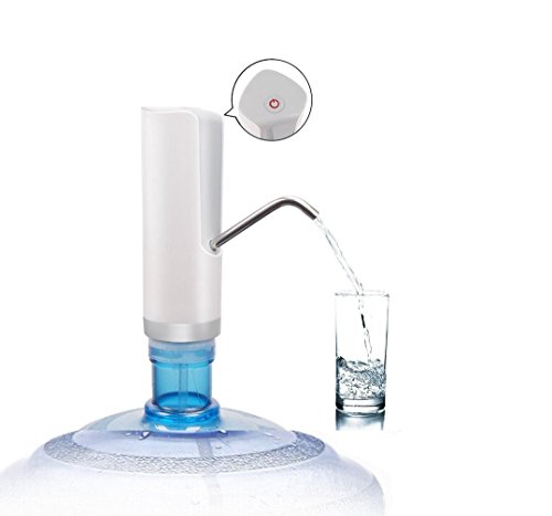 Vianber Draadloze elektrische waterpomp, automatische gallone gevulde drinkwaterpomp-toevoer met schakelaar-knop draagbare knooppomp voor buitenvakantie, kantoor en keuken wit