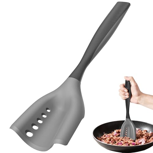 Mincing Spatula Meat Chopper, Hamburger Grinder, Premium Heat Resistant Smasher for Ground Beef, Potato Mix Tool, Meat & Poultry Tenderizers-Black