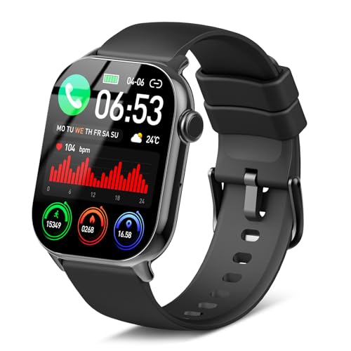Montre Connectée Homme Femme avec Appel Bluetooth, Smartwatch 1.96" HD Montre Sport avec Podometre Moniteur Sommeil Cardiofréquencemètre 100+ Sportifs Intelligente Bracelet Connecté pour Android/iOS