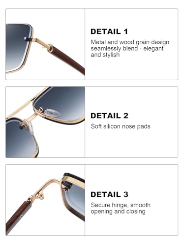 Image of Classic Mens Sunglasses Fashion Gold Frame Shades for Men UV 400 Protection Sunnies(7563)