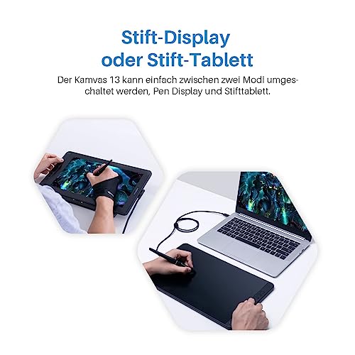 HUION Kamvas 13 Grafiktablett mit Display, 13,3 Zoll Volllaminatbildschirm Pen Display, 8...