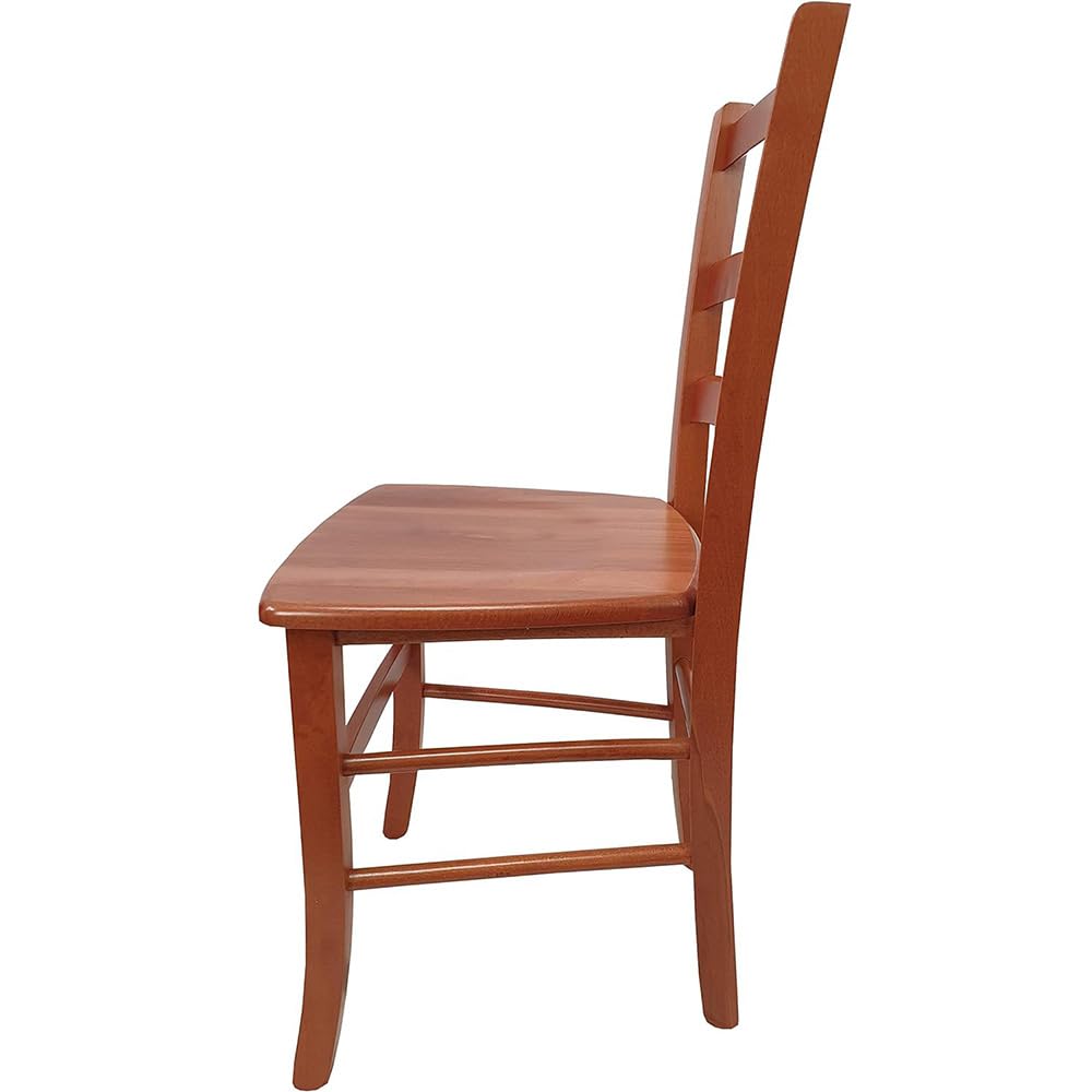 VIRSUS Set 4 Sedie Paesana in Legno Massello, Misura 43x42x86 cm, Sedia Tradizionale Robusta, per Casa, Cucina, Agriturismo, Ristorante, Made in Italy (Noce Scuro)