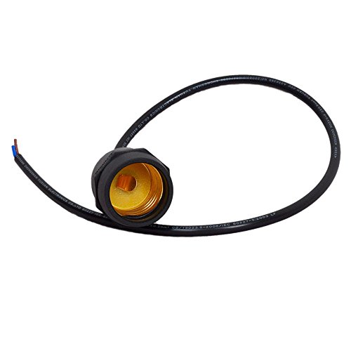 E26 Base Hanging Sockets,TWDRTDD Dropped Black Rubber Weatherproof Cord Light Sockets for Indoor/Outdoor String Lights,Edison Commercial Christmas Decorative Patio Lights (45cm Length Wire)