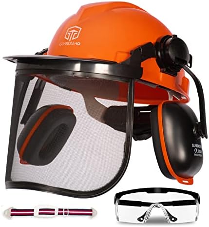 Chainsaw Helmet With Face Shield, Ear Muffs, and Visor Combo Set - Forestry Professional Helmet for Chainsaw Use With Removable Components