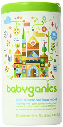 Babyganics All-Purpose Surface Wipes Fragrance Free 75 Count Canister